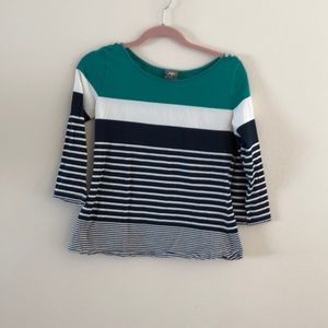 Anthropologie striped 3/4 length sleeve top